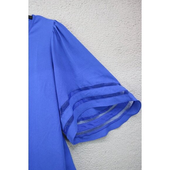 Umgee Royal Blue Bohemian Large Bell Mesh Trim Sleeves Top-Size Small - Picture 3 of 9